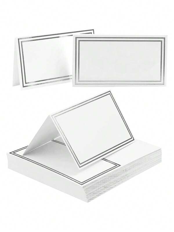 50Pcs Silver Bronzing Name Place Cards Wedding Seating Number Card Decoration