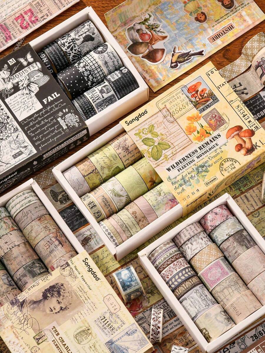 20卷/盒日誌紙和糊紙膠帶,剪貼簿diy裝飾貼紙和膠帶