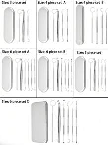 Dental Tools Teeth Cleaning Tools Stainless Steel Dental Scraper, Scaler Pick Plaque Remover Set, Living Room Home Bedroom Bathroom House Decor, Travel Stuff, Wedding, Party, Birthday, Gifts For Men Mom Dad Friends, New Years, Accessories, Funny Gift - Silver - View 2