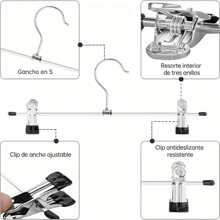10 cái/gói Móc treo quần áo không để lại dấu kẹp cho quần/váy có thiết kế chống trượt, móc treo quần áo khô trang trí trang trí lễ hội trang trí phòng trang trí nhà trang trí trang trí phòng ngủ, mùa xuân, tối giản, áo mùa hè - Bạc - Xem 5
