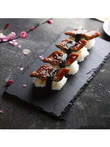 Set de 2 bandejas de servir de piedra natural, accesorio de fotografía, plato negro de sushi, bandeja para hornear pasteles y postres, plato de filete estilo occidental, regalo de Navidad