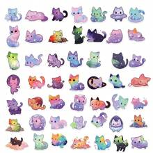 50pcs/Pack Starry Sky Cat Waterproof DIY Creative Doodle Stickers,Guitar Skateboard Water Bottles Bumper Helmet Snowboard Laptop Phone Case Fridge Door Luggage Graffiti Sticker,School Supplies,Back To School