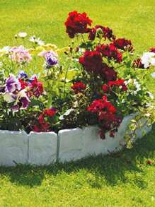 5pcs Garden Edging Imitation Stone Plastic Fence Landscape Fencing Panel Border Edge Flower Bed Section Edging Barrier For Outdoor(Please Note That As The Fence Is Made Of Plastic Material, Do Not Hammer The Edges Of The Fence. It Is Best To Use A Rubber Hammer When Inserting, And Please Ensure That The Ground Where The Lawn Is Installed Is Soft And Damp During Installation.) - Grey - View 10