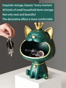 1只創意皇冠大嘴貓托盤,毛絨貓尾巴裝飾品,新客廳裝飾,門廳鑰匙收納（部分位置/風格/顏色隨機發貨） - 粉色 - 查看 7