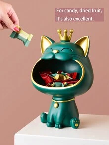 1只創意皇冠大嘴貓托盤,毛絨貓尾巴裝飾品,新客廳裝飾,門廳鑰匙收納（部分位置/風格/顏色隨機發貨） - 粉色 - 查看 10