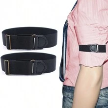 2 件装男女通用衬衫防滑袖箍，弹性衬衫袖箍 - 黑色 - 查看 4