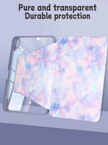 1 件扎染亚克力彩绘 360 度旋转平板电脑保护套，带笔架，防震，唤醒/睡眠功能，艺术个性化，兼容 iPad 9.7/10.2/10.5/10.9/11 英寸/第 10 代型号 - 彩色 - 查看 1