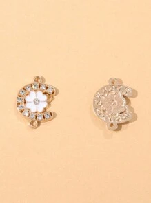 10入組創意時尚kc鋅合金鑲嵌鑽石花朵雙連接器,適用於手鐲、項鍊、耳環、吊墜diy配件 - 彩色 - 查看 12