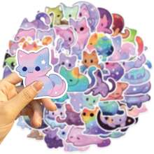 50pcs/Pack Starry Sky Cat Waterproof DIY Creative Doodle Stickers,Guitar Skateboard Water Bottles Bumper Helmet Snowboard Laptop Phone Case Fridge Door Luggage Graffiti Sticker,School Supplies,Back To School