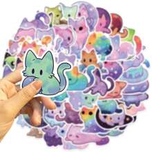 50pcs/Pack Starry Sky Cat Waterproof DIY Creative Doodle Stickers,Guitar Skateboard Water Bottles Bumper Helmet Snowboard Laptop Phone Case Fridge Door Luggage Graffiti Sticker,School Supplies,Back To School