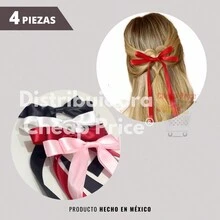 4PZ Moño con Lazo Listón Satin Coquette Cinta para el cabello. Tendencia. Picky - Multicolor - Ver 4