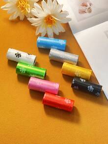 6pcs Footprint Pattern Plastic Pet Waste Bag Dog Poop Bag, For Pooper Scooper Dispenser - Multicolor - View 11