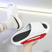 Mới Nam Dép đi trong nhà Đúng mốt Toàn trận Trong nhà Ngoài trời Không trượt Đế mềm Mở ngón chân Dép xăng đan - trắng - Xem 3