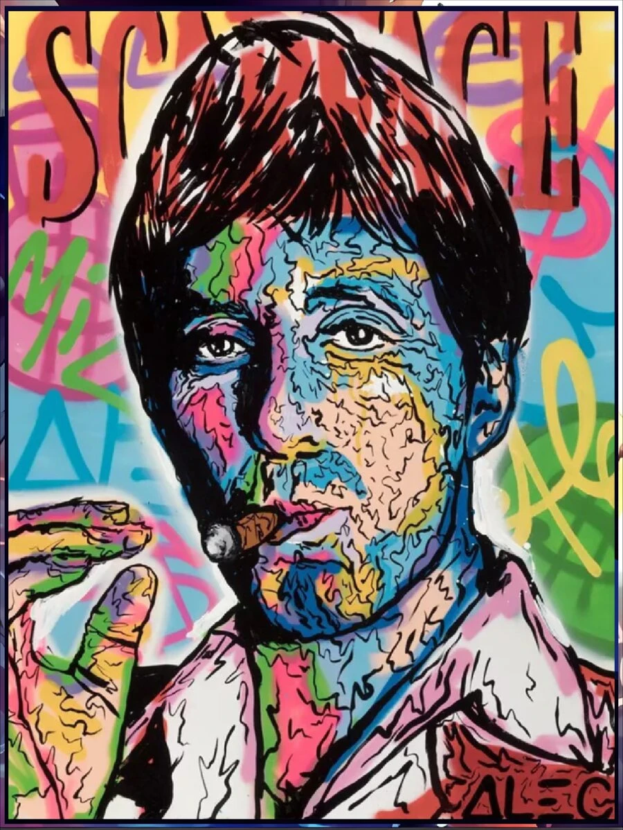 Cuadro de Madera Tony Montana Colores - Marrón - Ver 1