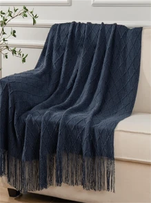 Manta azul marino para decorar sofá y cama, colcha azul marino, 2 opciones de colores aleatorios, adecuado para el Día de Acción de Gracias y Navidad - Azul Marino - Ver 6