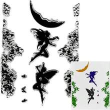 Moon Fairy Clear Stamp Making Card, DIY Photo Scrapbook Card Album, Fairy Dance Transparent Background Scrapbook Rubber Stamp. - White - View 1