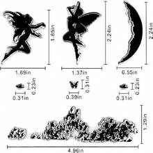 Moon Fairy Clear Stamp Making Card, DIY Photo Scrapbook Card Album, Fairy Dance Transparent Background Scrapbook Rubber Stamp. - White - View 2