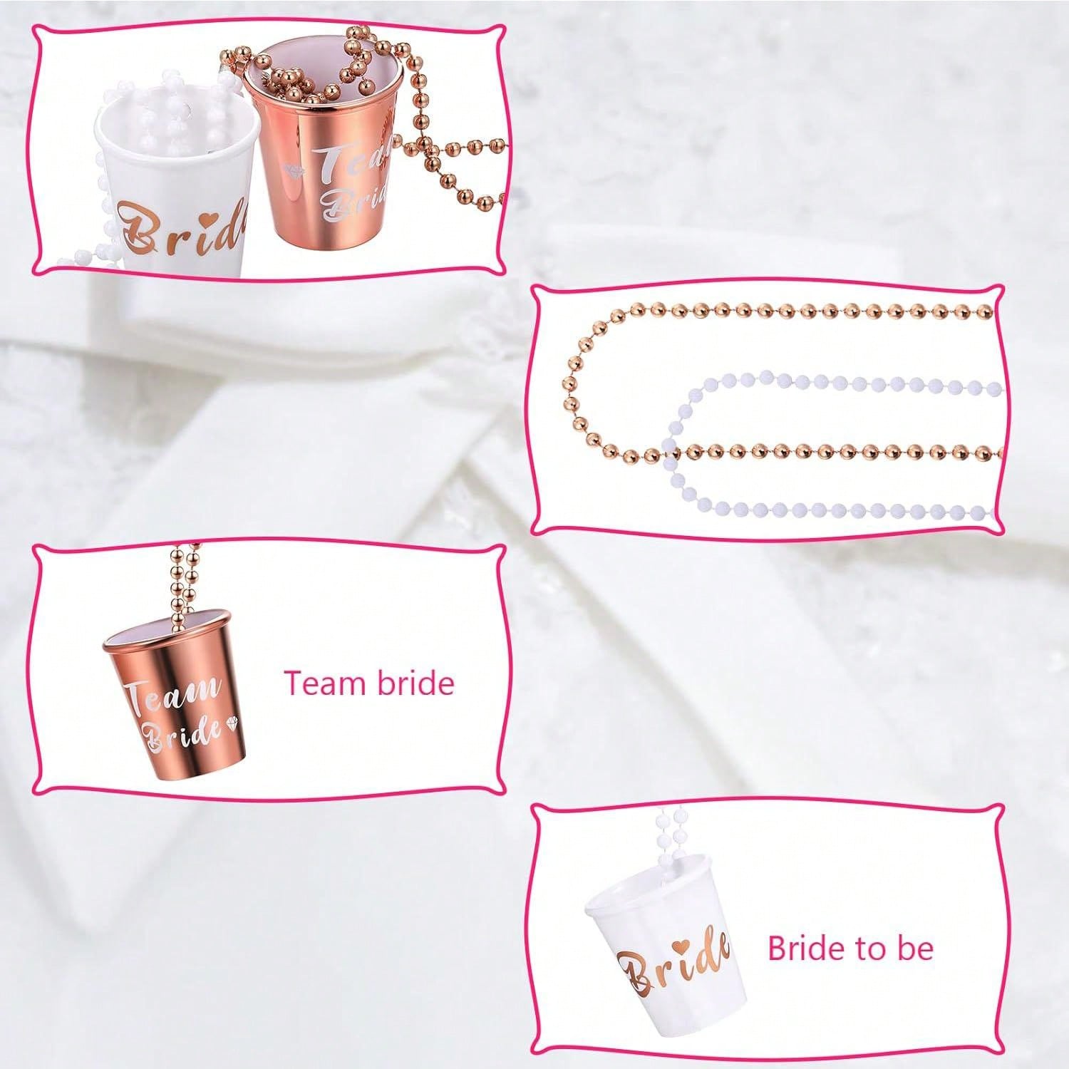 Bride Shot Necklace Glass, Bachelorette Shot Glass Necklace With Gold