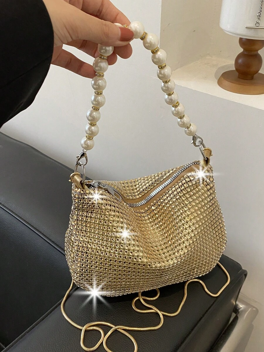 Đúng mốt Lung linh Trân châu Của phụ nữ Túi xach tay , Túi đám tiệc - Vàng - Xem 1