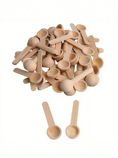 30/40pcs Wooden Long Handle Spoons, Small Round Soup Spoons, Coffee Spoons, Honey Jam Seasoning Spoons, Home Coffee And Creative Dish Serving Spoons