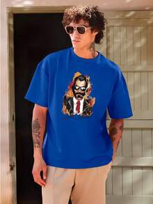 Men T-Shirts - 寶藍色 - 查看 1