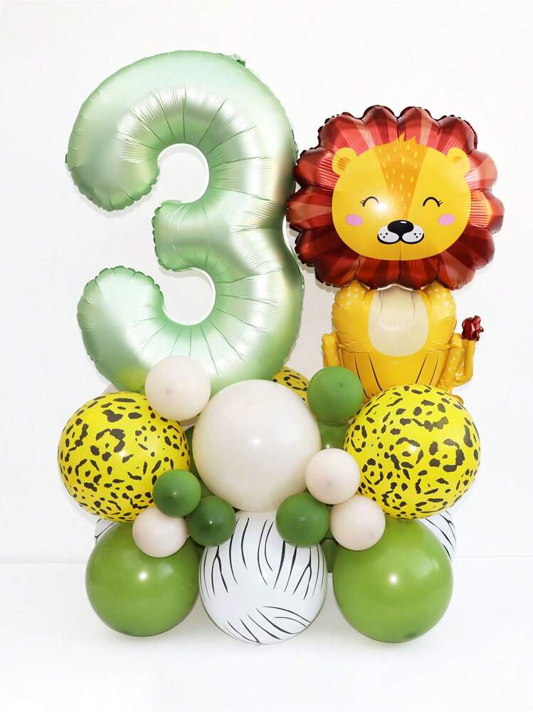 8 Palloncini Animali Giungla In Alluminio Per Decorazione Compleanno - 6