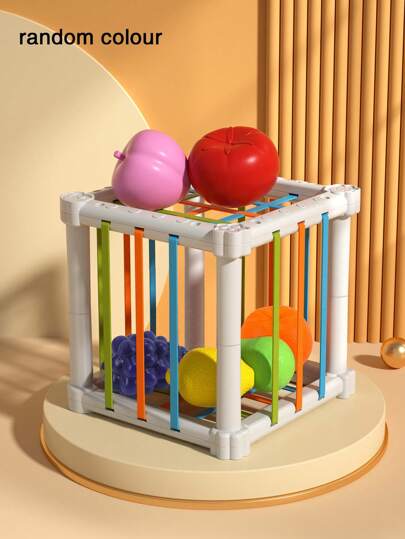 1 件蒙特梭利玩具分类器彩色立方体和 6 件水果形状，适合男孩女孩的开发性学习玩具复活节礼物。颜色随机。学校、学生、文具、学校用品