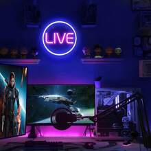 Led Neon Light Sign- Live On Air Cool Live Streaming/Recording Sign- Round Led Sign For Studio, Wall, Bedroom, Game Room Decor - Blue - View 3