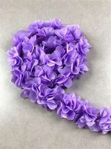 26 Piezas 5cm De Ancho Encaje De Gasa Con Adornos De Flores 3d Multicolor Para Ropa, Trajes De Baño, Diademas, Fabricación De Joyas - Morado - Ver 3