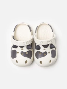 Zapatos Calados Con Estampado De Vaca De Dibujos Animados Para Niños - Beis - Ver 2