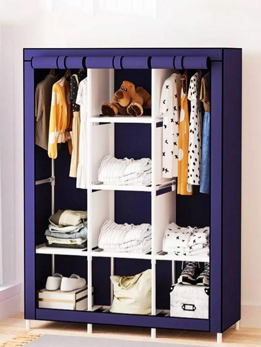 Closet Buildable Wardrobe Rack Wardrobe Bedroom Organization - Royal Blue - View 1