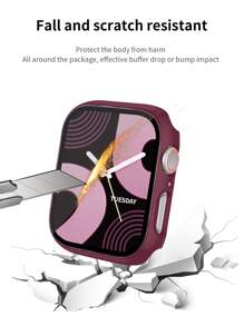 St.siabe 1 件男女款保护壳带钢化膜兼容 Apple Watch 表壳 38 毫米、40 毫米、41 毫米、42 毫米、44 毫米、45 毫米、49 毫米 10（42 毫米）10（46 毫米），带屏幕保护膜完全覆盖硬壳保护兼容 Apple Watch 系列 S10 9 8 7 6 5 4 3 2 1 SE Ultra - 酒紅色 - 查看 4