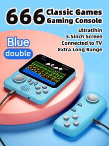 1 Pieza Consola De Juego Portátil 666-en-1, Estilo Clásico Y Retro, Mini Reproductor De Juegos De Video Portátil Desde La Infancia, Con Soporte Para Modo De Doble Jugador, Pantalla Grande, Puede Ser Un Regalo Perfecto - Multicolor - Ver 15