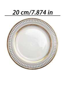 1pc Nordic Style British Ceramic Plate, High-End Cake Plate With Beautiful Design, Suitable For Home Kitchen, Hotel, Banquet, Living Room Decoration And Various Festivals - A Plate - View 5
