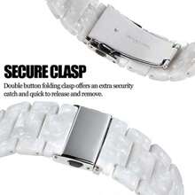 Resin Band With Bumper Case For Apple Watch 40mm 41mm 44mm 45mm Lightweight Wristband - Pearl-White - 查看 4