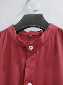 Men Shirts - Burgundy - View 3