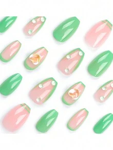 24pcs High-End European And American Style Glitter Full Diamond Ballet False Nails + 1pc Jelly Gel + 1pc Nail File - Multicolor - View 5
