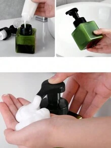 1入組旅行瓶套裝，包含沐浴露、洗髮水、洗手乳等小型攜帶式空瓶，適用於乳液、慕斯、洗面奶、泡沫分配器。另外附有大容量泵瓶。 - 墨綠色 - 查看 4