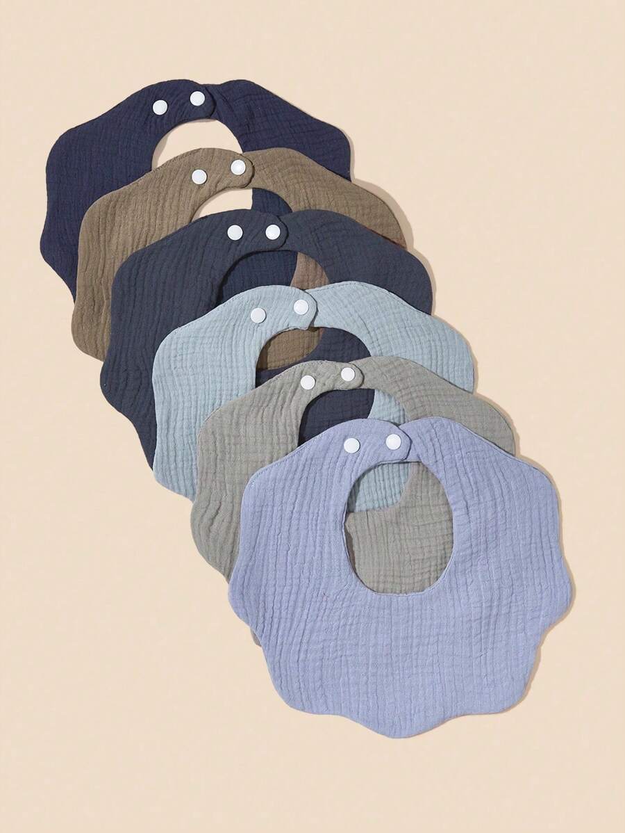 3入組花形圍兜、流口水布和餵食圍兜套裝,適用於男女寶寶,柔軟透氣,適合作為禮物