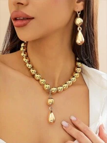 2 cái/bộ Đúng mốt & Thanh lịch Phong cách ins Ngọc trai Giả & Love Hình trái tim Dây chuyền Và Bộ vòng đeo tay Đối với phụ nữ , Thích hợp Đối với Mặc hàng ngày - Vàng - Xem 3