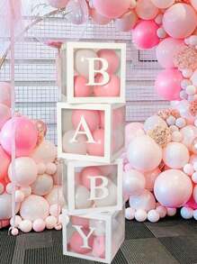 8Pcs BabeShower Decoration Letter Balloon Box For First Birthday Wedding Party Decor Gender Reveal Decoration,Newborn Birthday Transparent Balloon Box Gift Box,Baby Boxes With Letters For Baby Shower,Paper Balloon Box,Baby Shower Gift,Party Favor Box, Balloons Not Included - 10.6*10.6 Inches - View 3