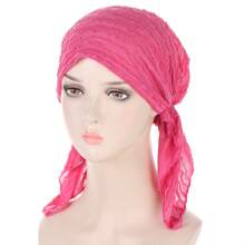 New Style Solid Color Cowhide Layered Bow-Knot Design Cap, With Hidden Hair Tie Bonnet Hair Bonnet Turban Winter Fall,Summer,Beach,Hat,Holiday,Travel - A - View 16