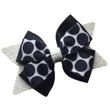 Phụ kiện tóc nơ lấp lánh 4,5 inch có chấm bi, ca rô đen trắng hoặc hình con bò Kẹp tóc trái cây Mũ nón Series - Nhiều màu - Xem 13