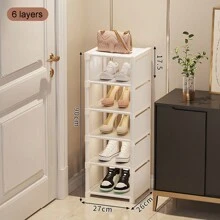 1 suport pentru pantofi pe un singur rând, dulap de pantofi cu mai multe straturi de depozitare, care economisește spațiu, poate fi asamblat liber, potrivit pentru dormitoare, camere de zi și cămine școlare. - alb - Vizualizare 5