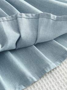 Young Girl Elegant College Style Two Pieces Set With Patchwork Ribbon Short Sleeve Top And Pleated Mini Skirt, Summer