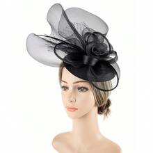 1頂女士羽毛花手工Fascinator帽，適用於狂歡節、茶會、生日、賽馬、新娘禮帽、德比帽等場合 - New style - 查看 3