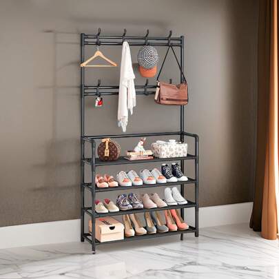 Perchero De Piso Con Estante Organizador Para Ropa Y Zapatos