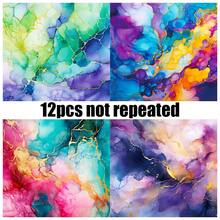 12 Hojas/paquete Papel De Material Morado, Verde Y Dorado Con Lámina Para Álbum De Fotos Hecho A Mano Y Diario Con Estilo, Lujoso Y Popular - Multicolor - Ver 4