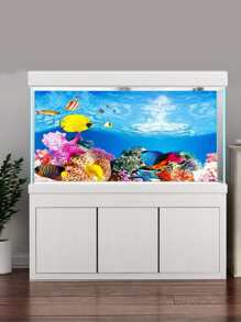 双面耐用 PP 制作的水族馆装饰背景纸，艺术淡水和咸水鱼缸增强效果 - 彩色 - 查看 2