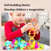 24块互动吸盘积木 - 送给男孩女孩的完美礼物！圣诞节、万圣节、感恩节礼物 - 彩色 - 查看 10